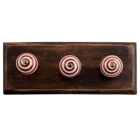 Cream Cherry Strip Wooden Hooks